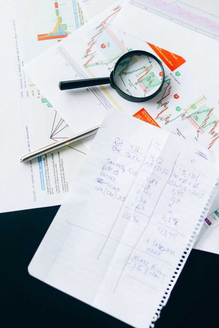 Graphiques financiers et notes d’analyse